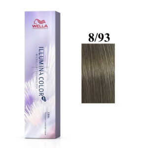 wella professionals, illumina color me+, permanent hair dye, 8/93 light blonde golden blue, 60 ml