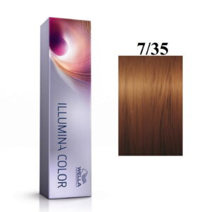 wella professionals, illumina color, permanent hair dye, 7/35 medium gold mahogany blonde, 60 ml