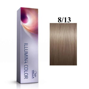 wella professionals, illumina color, permanent hair dye, 8/13 light blonde golden ash, 60 ml