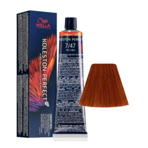 wella professionals, koleston perfect me+, permanent hair dye, 7/47 medium blonde red brown, 60 ml