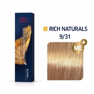 wella professionals, koleston perfect me+, permanent hair dye, 9/31 very light blonde gold ash, 60 ml