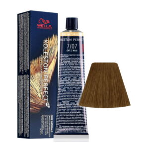 wella professionals, koleston perfect me+, permanent hair dye, 7/07 medium blonde natural chestnut, 60 ml