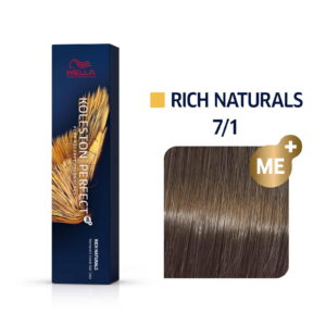 wella professionals, koleston perfect me+, permanent hair dye, 7/1 medium ash blond, 60 ml