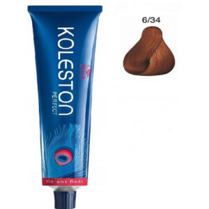 wella professionals, koleston perfect, permanent hair dye, 6/34 dark blonde golden red, 60 ml