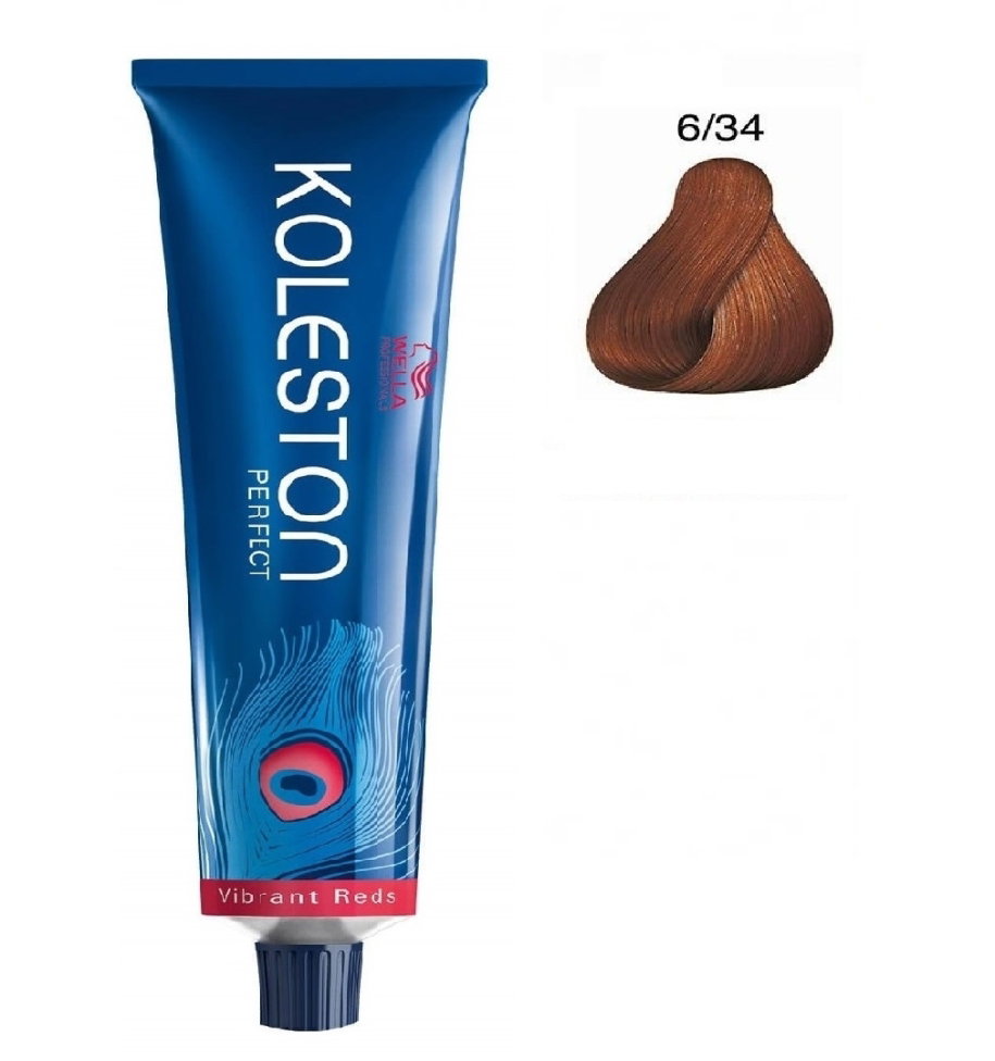wella professionals, koleston perfect, permanent hair dye, 6/34 dark blonde golden red, 60 ml wella professionals, koleston perfect, permanent hair dye, 6/34 dark blonde golden red, 60 ml