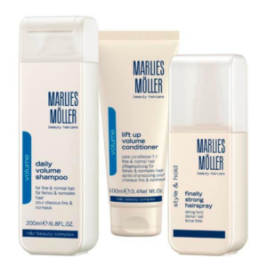 xmas set set marlies moller: lift up, hair conditioner, for volume, 100 ml + finally strong, hair spray, for styling, strong hold, 125 ml + daily volume, hair shampoo, 200 ml